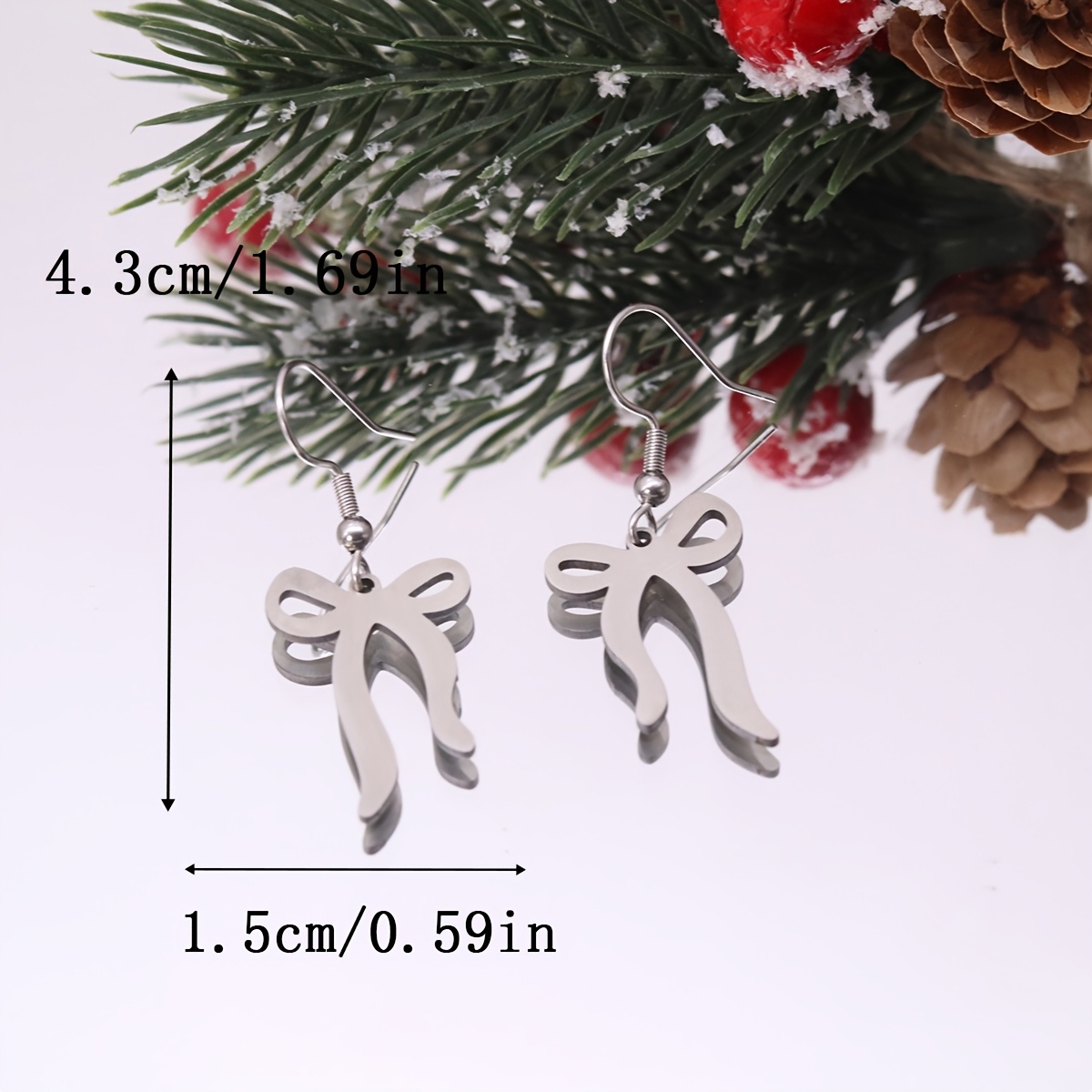 Women's Exquisite Ribbon Charms Bow Drop Earrings, Fashionable Design